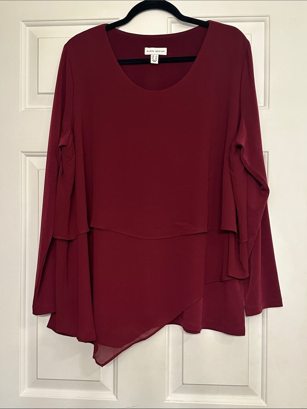 Susan Graver Burgundy Layered Chiffon Tunic